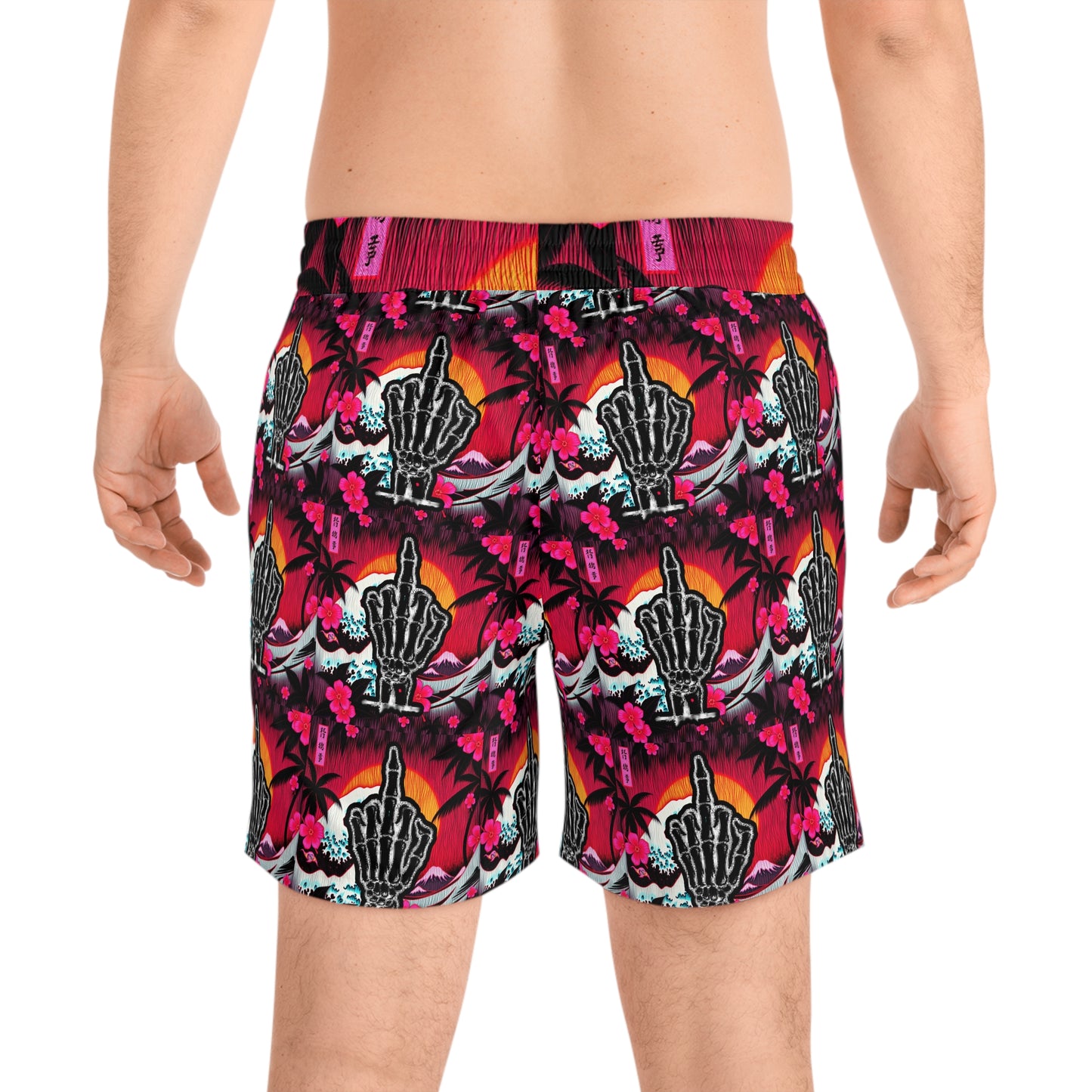 Swim Shorts Middle Finger Neon Waves