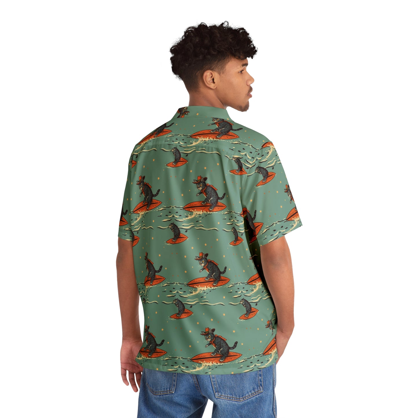 Hawaiian Shirt - Surfing Cowboy Cats Operator Shirt