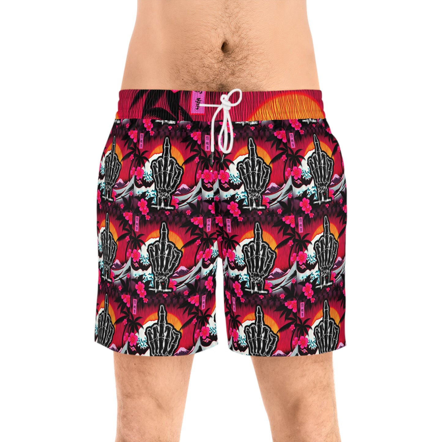 Swim Shorts Middle Finger Neon Waves
