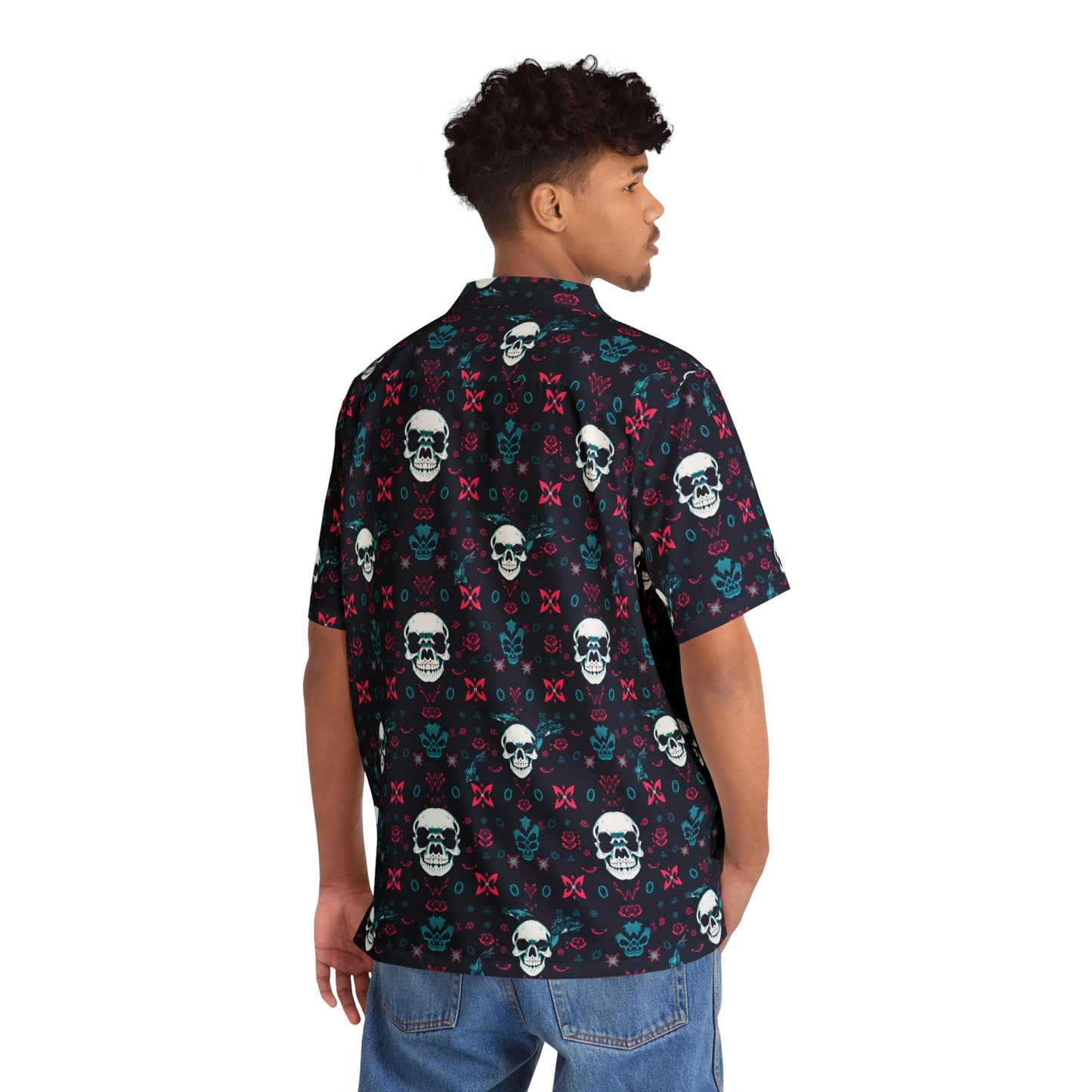 Men's Hawaiian Shirt - Posh Skull Pattern Operator Shirt