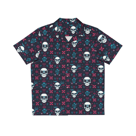 Men's Hawaiian Shirt - Posh Skull Pattern Operator Shirt