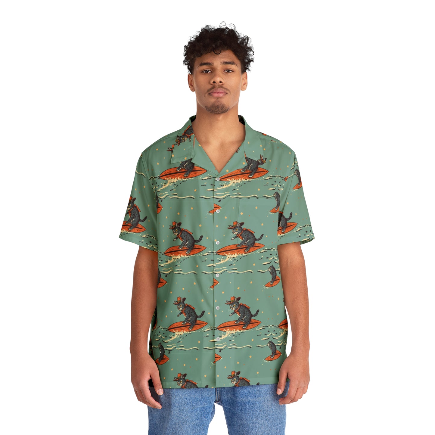 Hawaiian Shirt - Surfing Cowboy Cats  Operator Shirt
